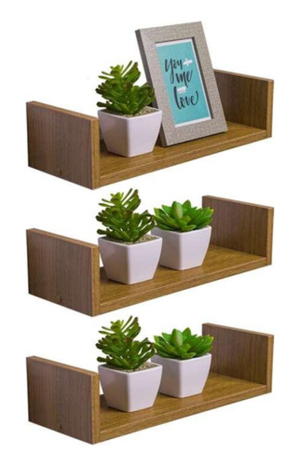 Kit 6 Prateleiras U 60 X 15cm Preta Suporte Invisível