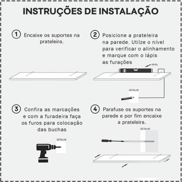 Encontraproduto.com.br - Kit 3 Prateleiras 60 x 10cm Amarela Suporte Invisível