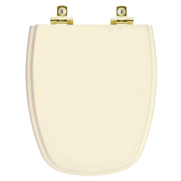 Encontraproduto.com.br - Assento Sanitário Com Fechamento Lento Monte Carlo Creme Para Vaso Deca Com Ferragem Dourada