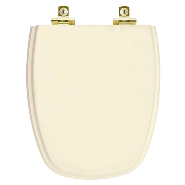 Encontraproduto.com.br - Assento Sanitário Com Fechamento Lento Monte Carlo Creme Para Vaso Deca Com Ferragem Dourada
