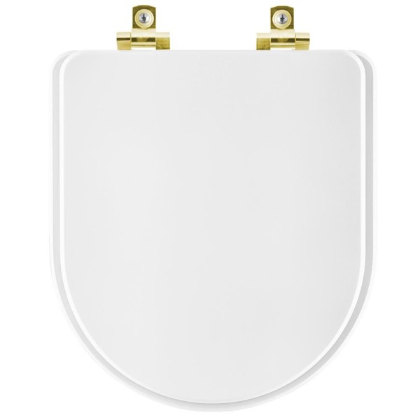 Encontraproduto.com.br - Assento Sanitário Com Amortecedor San Remo Branco Para Vaso Hervy Com Ferragem Dourada
