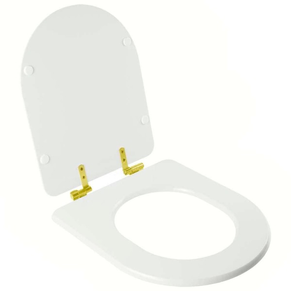 Encontraproduto.com.br - Assento Sanitário Com Amortecedor San Remo Branco Para Vaso Hervy Com Ferragem Dourada
