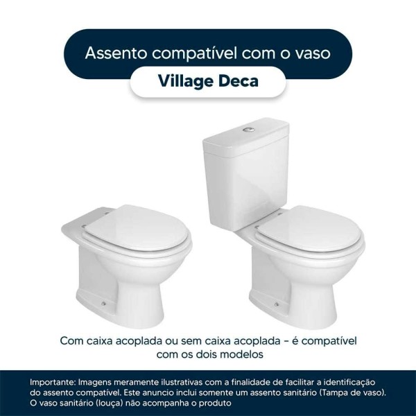 Encontraproduto.com.br - Assento Sanitário Com Amortecedor Village ébano (preto) Para Vaso Deca