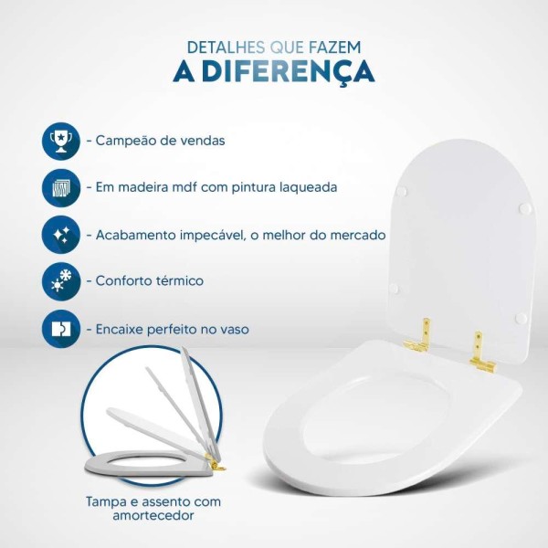 Encontraproduto.com.br - Assento Sanitário Com Amortecedor Carrara Rosa Floral Para Vaso Deca Com Ferragem Dourada