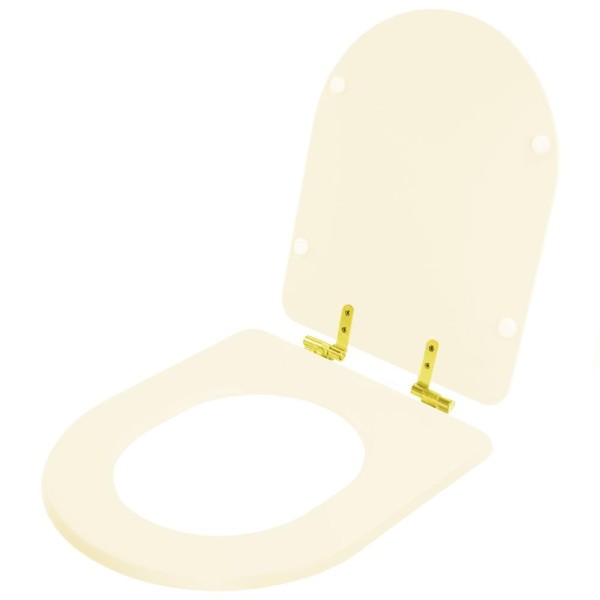 Encontraproduto.com.br - Assento Sanitário Com Amortecedor Oxford Creme Para Vaso Deca Com Ferragem Dourada