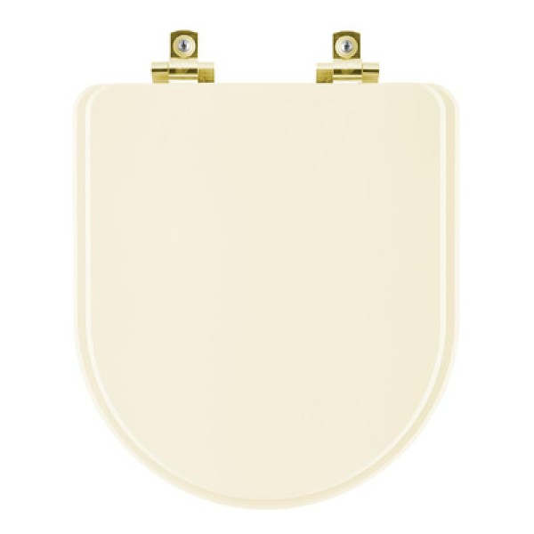 Encontraproduto.com.br - Assento Sanitário Com Amortecedor Oxford Creme Para Vaso Deca Com Ferragem Dourada