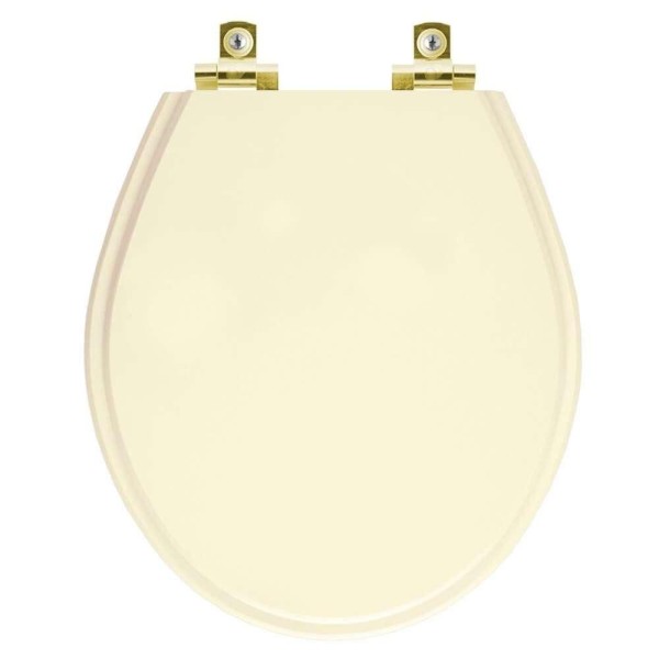 Encontraproduto.com.br - Assento Sanitário Com Amortecedor Ravena Creme Para Vaso Deca Com Ferragem Dourada