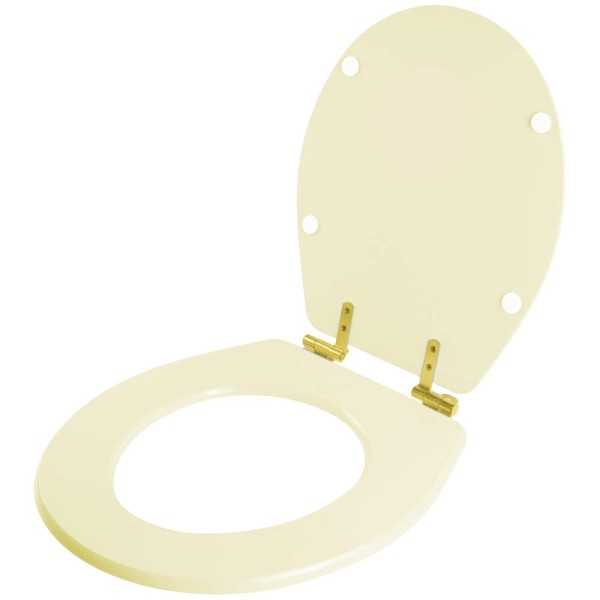 Encontraproduto.com.br - Assento Sanitário Com Amortecedor Ravena Creme Para Vaso Deca Com Ferragem Dourada
