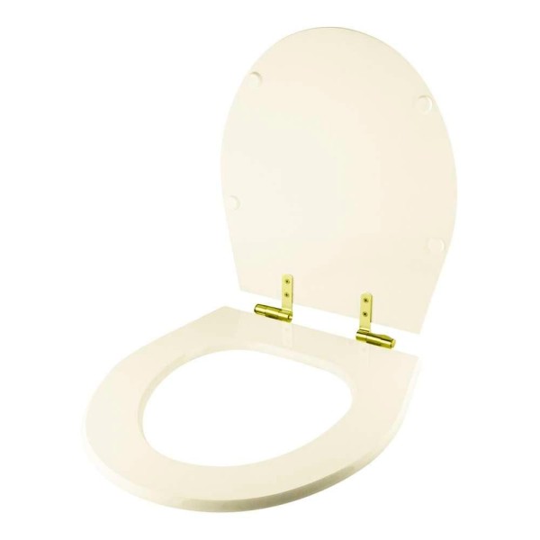 Encontraproduto.com.br - Assento Sanitário Com Amortecedor Ritz Creme Para Vaso Deca Com Ferragem Dourada