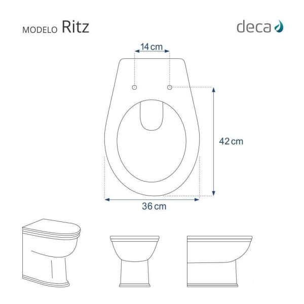 Encontraproduto.com.br - Assento Sanitário Com Amortecedor Ritz Creme Para Vaso Deca Com Ferragem Dourada
