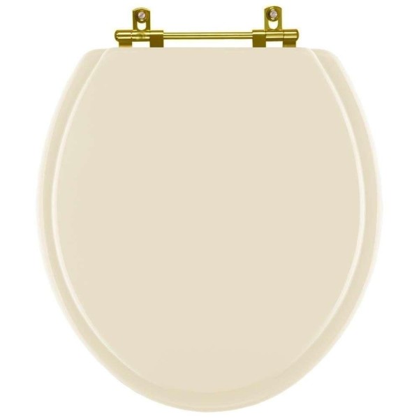 Encontraproduto.com.br - Assento Sanitário Convencional Oval Creme para vaso Deca com Ferragem Dourada