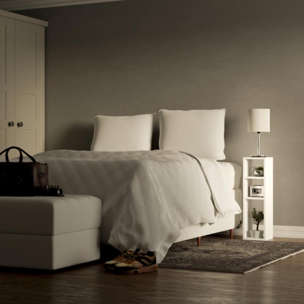 Encontraproduto.com.br - Mesa de Cabeceira com Nichos Branca Cama Solteiro Quarto Sala 70cm