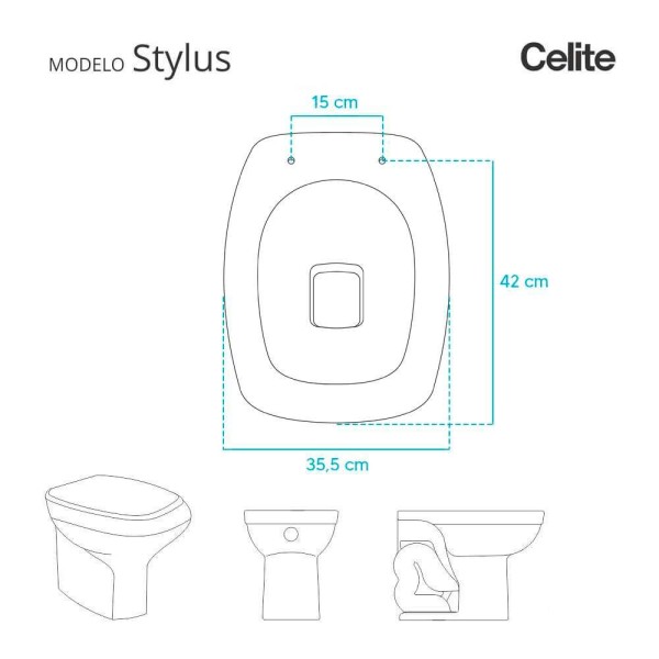 Encontraproduto.com.br - Tampa de vaso Almofadado Soft Close Stylus Bege Claro para bacia Celite