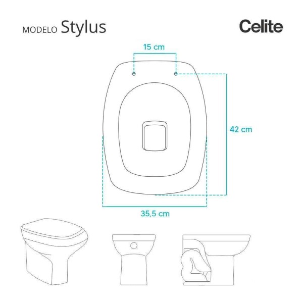 Encontraproduto.com.br - Tampa de vaso Almofadado Soft Close Stylus Bege Claro para bacia Celite