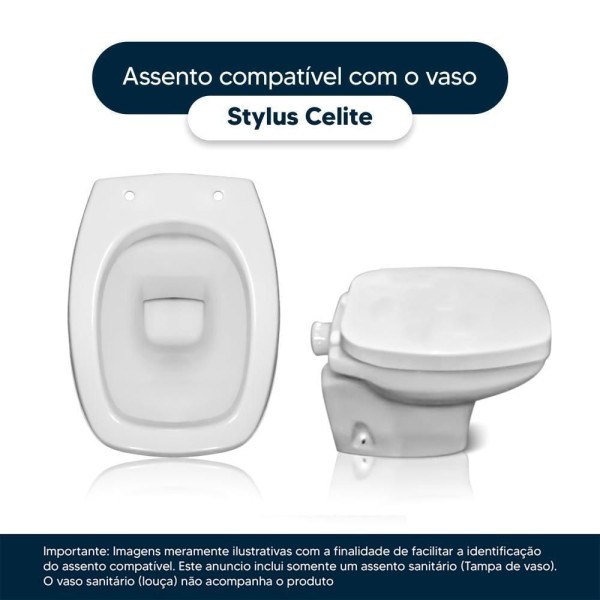Encontraproduto.com.br - Tampa de vaso Almofadado Soft Close Stylus Bege Claro para bacia Celite
