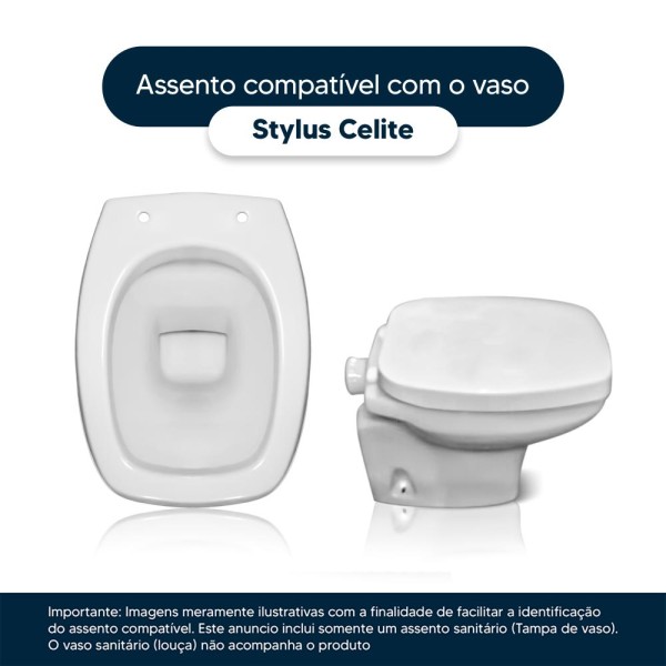 Encontraproduto.com.br - Tampa de vaso Almofadado Soft Close Stylus Bege Claro para bacia Celite