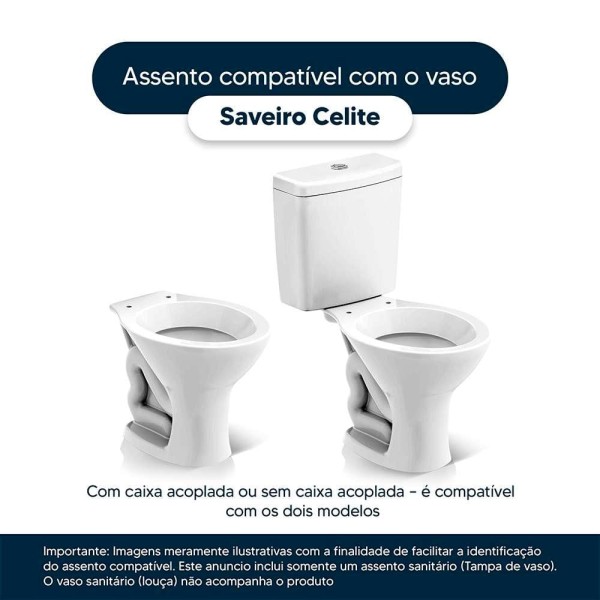 Encontraproduto.com.br - Assento Sanitário Soft Close Saveiro Cinza Prata Para Celite