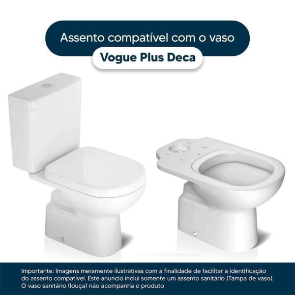 Encontraproduto.com.br - Assento Sanitário Laqueado Soft Close Vogue Plus Cinza Vip (Cinza Escuro) para vaso Deca