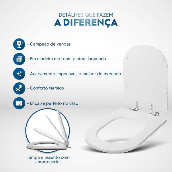Encontraproduto.com.br - Assento Sanitário Laqueado Soft Close Vogue Plus Cinza Vip (Cinza Escuro) para vaso Deca
