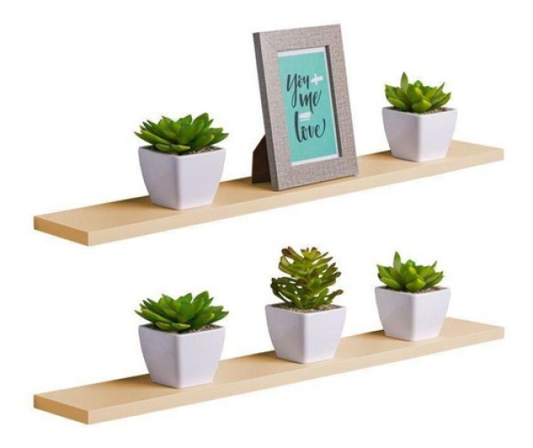 Encontraproduto.com.br - Kit 2 Prateleiras 70 X 20cm Bege Claro Suporte Invisível