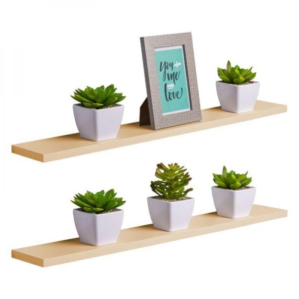 Encontraproduto.com.br - Kit 2 Prateleiras 70 X 20cm Bege Claro Suporte Invisível