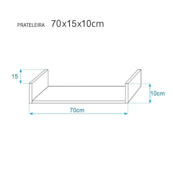 Encontraproduto.com.br - Kit 3 Prateleiras U 70 X 15cm Rosa Claro Suporte Invisível