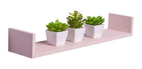 Prateleira U 70 X 20cm Rosa Claro Suporte Invisível