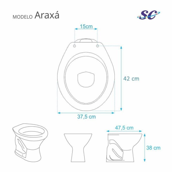 Encontraproduto.com.br - Assento Sanitário Almofadado Araxa Branco para vaso Santa Clara