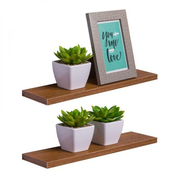 Encontraproduto.com.br - Kit 2 Prateleiras 50 x 10cm Freijó Suporte Invisível