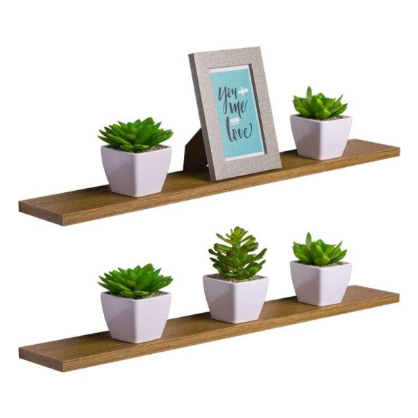 Encontraproduto.com.br - Kit 2 Prateleiras 50 x 10cm Freijó Suporte Invisível