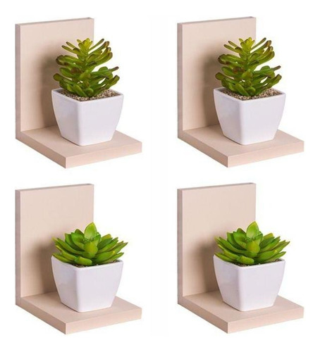 Kit 4 Prateleiras Buzios 15 X 12cm Bege Claro