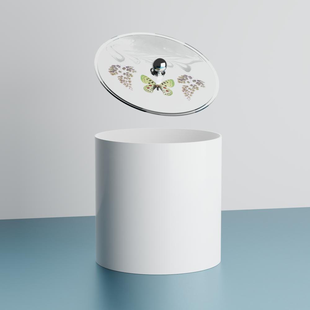 Lixeira Decorada Branco com Borboleta Verde