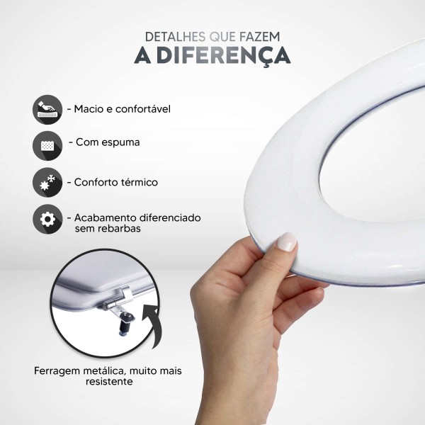 Encontraproduto.com.br - Tampa de Vaso Sanitário Almofadada Sabatini Branco para bacia Icasa