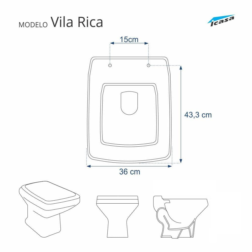 Tampa de Vaso Sanitário Vila Rica Ocre para bacia Icasa