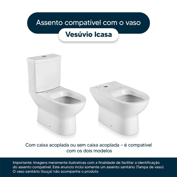 Encontraproduto.com.br - Tampa de Vaso Vesúvio Branco para bacia Icasa 6lpf