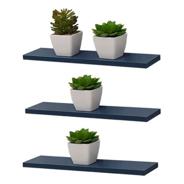 Encontraproduto.com.br - Kit 3 Prateleiras 40 x 10cm azul Suporte Invisível