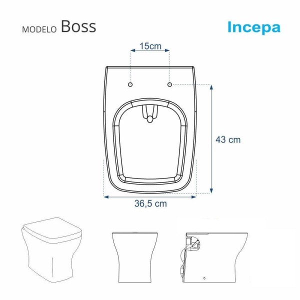 Encontraproduto.com.br - Tampa De Vaso Poliéster Com Amortecedor Boss Onix (preto Fosco) Para Bacia Incepa Com Ferragem Rose Gold