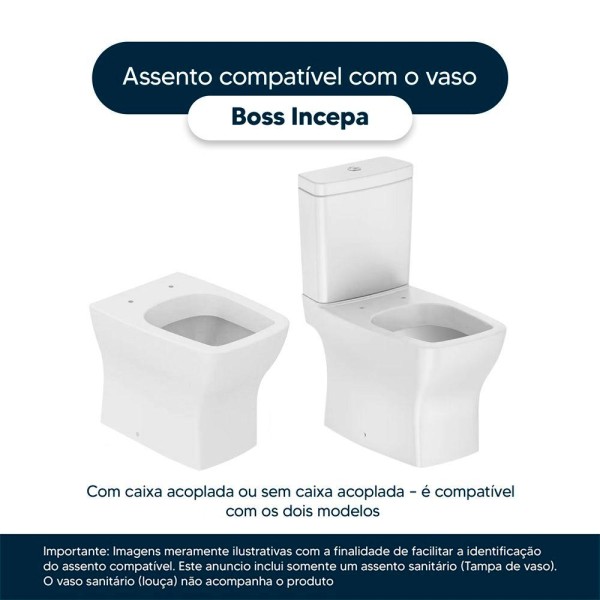 Encontraproduto.com.br - Tampa De Vaso Poliéster Com Amortecedor Boss Onix (preto Fosco) Para Bacia Incepa Com Ferragem Rose Gold
