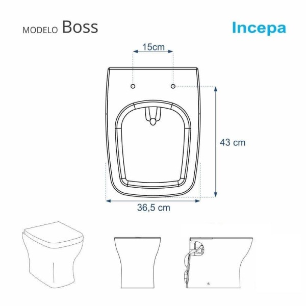 Encontraproduto.com.br - Tampa De Vaso Poliéster Com Amortecedor Boss Onix (preto Fosco) Para Bacia Incepa Com Ferragem Rose Gold