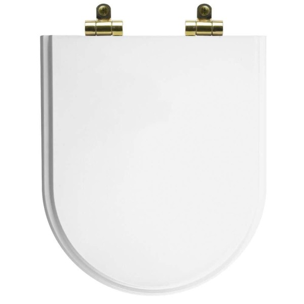 Encontraproduto.com.br - Assento Sanitário Poliéster Soft Close Belle Epoque Branco Para Vaso Deca Com Ferragem Dourada