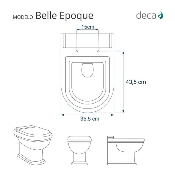 Encontraproduto.com.br - Assento Sanitário Poliéster Soft Close Belle Epoque Branco Para Vaso Deca Com Ferragem Dourada