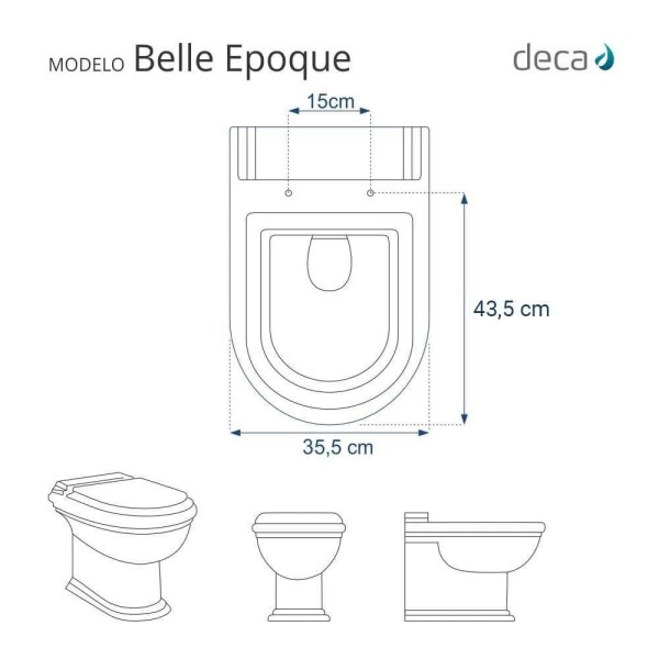 Encontraproduto.com.br - Assento Sanitário Poliéster Soft Close Belle Epoque Branco Para Vaso Deca Com Ferragem Dourada