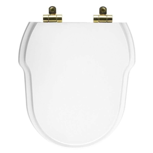 Encontraproduto.com.br - Assento Sanitário Poliéster Soft Close Hampton Branco Para Vaso Incepa Com Ferragem Dourada