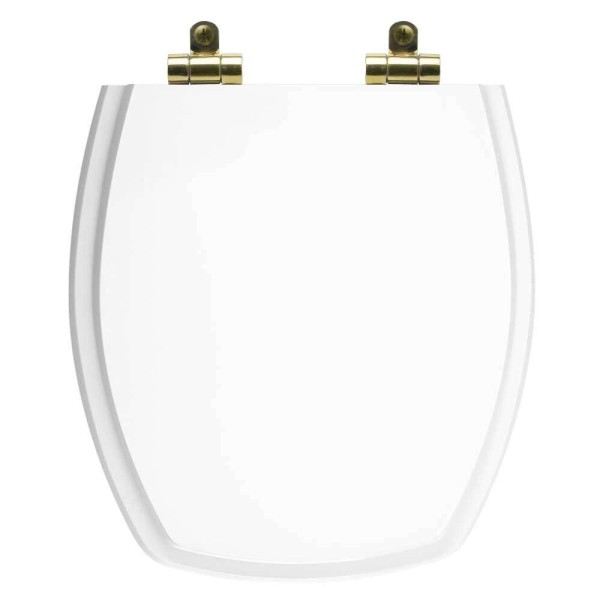 Encontraproduto.com.br - Assento Sanitário Poliéster Soft Close Thema Branco para vaso Incepa com Ferragem Dourada