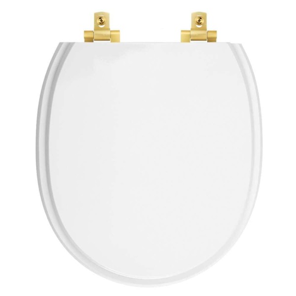 Encontraproduto.com.br - Assento Sanitário Laqueado Soft Close Village Branco Para Vaso Deca Com Ferragem Dourada