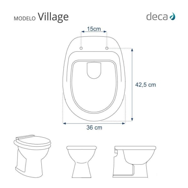Encontraproduto.com.br - Assento Sanitário Laqueado Soft Close Village Branco Para Vaso Deca Com Ferragem Dourada
