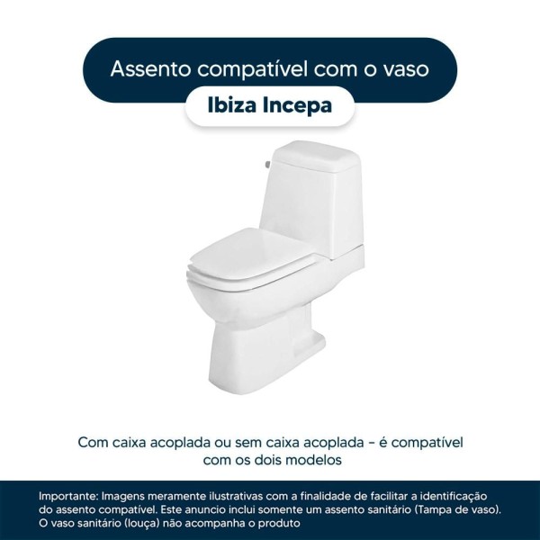 Encontraproduto.com.br - Assento Sanitário Laqueado Soft Close Ibiza Branco para vaso Incepa com Ferragem Dourada