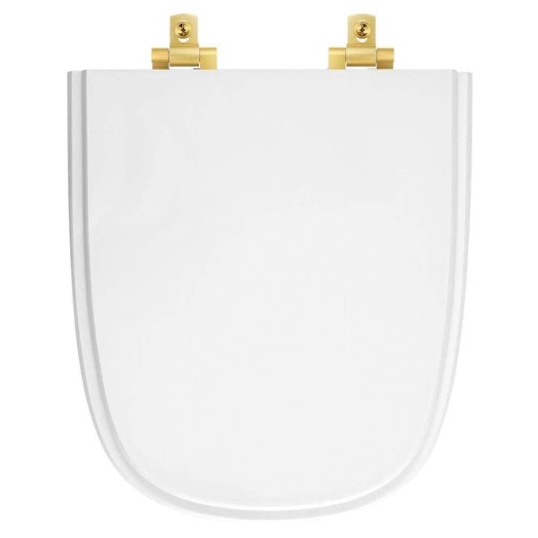 Encontraproduto.com.br - Assento Sanitário Laqueado Soft Close Ibiza Branco para vaso Incepa com Ferragem Dourada