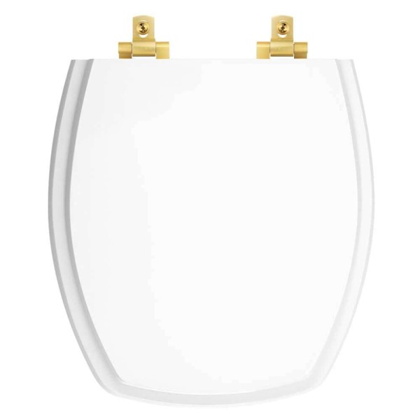 Encontraproduto.com.br - Assento Sanitário Laqueado Soft Close Thema Branco Para Vaso Incepa Com Ferragem Dourada