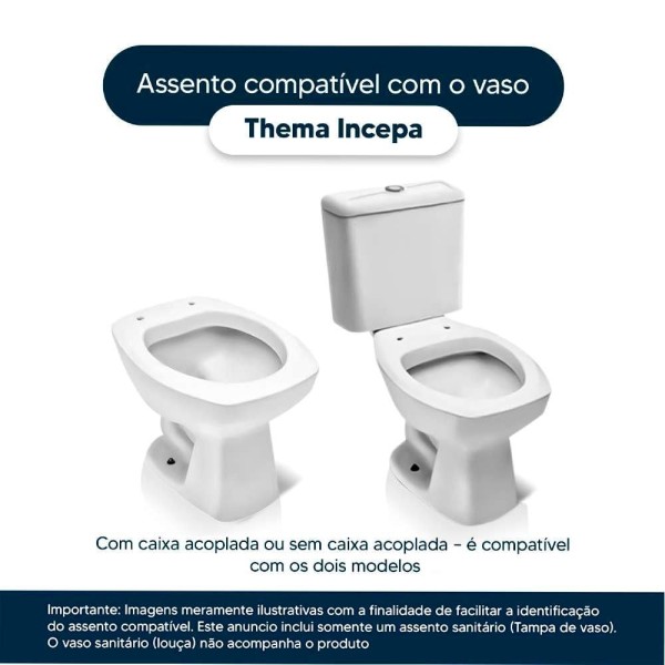 Encontraproduto.com.br - Assento Sanitário Laqueado Soft Close Thema Branco Para Vaso Incepa Com Ferragem Dourada